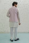 Shop_Runit Gupta_Lilac Chanderi , Vegan Embroidery Line Bundi And Kurta Set _at_Aza_Fashions