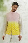 Runit Gupta_Pink Chanderi Silk Embroidery Yellow Duo Bundi _at_Aza_Fashions