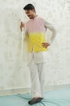 Buy_Runit Gupta_Pink Chanderi Silk Embroidery Yellow Duo Bundi _at_Aza_Fashions