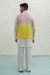 Shop_Runit Gupta_Pink Chanderi , Vegan Embroidery Yellow Duo Bundi And Kurta Set _at_Aza_Fashions