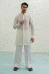 Buy_Runit Gupta_Pink Chanderi , Vegan Embroidery Yellow Duo Bundi And Kurta Set _Online_at_Aza_Fashions