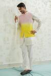 Runit Gupta_Pink Chanderi , Vegan Embroidery Yellow Duo Bundi And Kurta Set _at_Aza_Fashions