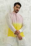 Buy_Runit Gupta_Pink Chanderi , Vegan Embroidery Yellow Duo Bundi And Kurta Set 
