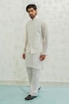 Runit Gupta_Ivory Chanderi Silk Embroidery Thunder Bundi _Online_at_Aza_Fashions