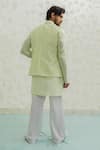 Shop_Runit Gupta_Mint Chanderi , Vegan Embroidery, Pista Duo Flap Bundi And Kurta Set _at_Aza_Fashions