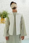 Buy_Runit Gupta_Ivory Linen, Cotton Embroidery Amoeba Bundi _at_Aza_Fashions