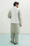 Shop_Runit Gupta_Ivory Chanderi , Vegan Embroidery Amoeba Linen Bundi And Kurta Set _at_Aza_Fashions