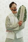 Buy_Runit Gupta_Ivory Chanderi , Vegan Embroidery Amoeba Linen Bundi And Kurta Set 