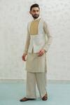 Buy_Runit Gupta_Ivory Chanderi Silk Embroidery Ochre Patch Semicircle Bundi _Online_at_Aza_Fashions