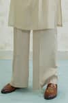 Runit Gupta_Ivory Chanderi , Vegan Ochre Patch Semicircle Bundi And Kurta Set _Online_at_Aza_Fashions