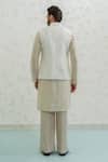 Shop_Runit Gupta_Ivory Chanderi , Vegan Ochre Patch Semicircle Bundi And Kurta Set _at_Aza_Fashions