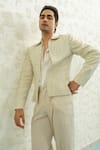Shop_Runit Gupta_Mint Linen, Cotton Embroidery Crop Jodhpuri Set _Online_at_Aza_Fashions