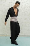 Shop_Runit Gupta_Black German Jacket And Pant Set _Online_at_Aza_Fashions