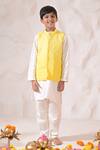 Buy_The Plum Bum_Off White Cotton, Silk, Chanderi Ombre Threadwork Nehru Jacket And Kurta Set _at_Aza_Fashions
