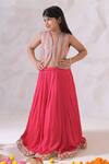 Shop_The Plum Bum_Pink Georgette, Satin, Chiffon Zari, Embroidery, Waistcoat Blouse And Lehenga Set _at_Aza_Fashions