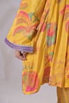 Shop_The Plum Bum_Yellow Satin, Linen, Chiffon Embroidery, Floral Pleated Kurta Set With Dupatta _Online_at_Aza_Fashions