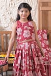Shop_The Plum Bum_Maroon Cotton Floral Pattern Halter Blouse Lehenga Set _Online_at_Aza_Fashions