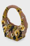 Shop_Versuhz_Gold Beads, Sequins, Fabric Bloom Hand Beaded 3d Floral Bag _Online_at_Aza_Fashions