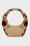 Shop_Versuhz_Beige Beads, Sequins, Applique, Embroidery Scarlet Garden Beaded 3d Floral Bag _at_Aza_Fashions