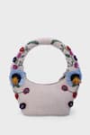 Shop_Versuhz_Off White Applique, Hand-beaded 3d Floral Bag _at_Aza_Fashions