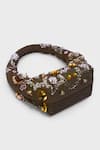 Versuhz_Gold Beads, Sequins Amber 3d Floral Embellished Bag _Online_at_Aza_Fashions