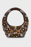 Shop_Versuhz_Gold Beads, Sequins Amber 3d Floral Embellished Bag _Online_at_Aza_Fashions
