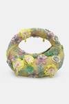 Shop_Versuhz_Yellow Beads, Hand Beaded Floral Bag _at_Aza_Fashions