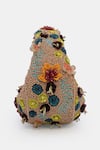 Shop_Versuhz_Multi Color Beads, Fabric Flowers Beaded Bag 