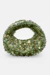 Shop_Versuhz_Green Sequins, Beads Pistachio Bloom Luxe Handbag _at_Aza_Fashions