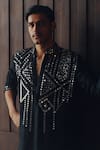 Shop_Twenty Nine_Black Silk Mirrors Sequined Kurta And Pant Set _Online_at_Aza_Fashions