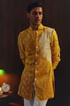 Twenty Nine_Yellow Silk Beads Shibori Bandhani Kurta And Pant Set _at_Aza_Fashions