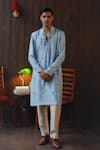 Buy_Twenty Nine_Blue Silk Beads, Mirrors Monga And Booti Kurta Set _at_Aza_Fashions