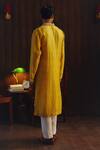 Shop_Twenty Nine_Yellow Silk Beads, Mirrors Beadwork Bandhani Kurta And Pant Set _at_Aza_Fashions
