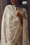 Buy_Twenty Nine_Beige Net Embroidery, Sequins Asymmetrical Triangle Dupatta _at_Aza_Fashions
