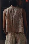 Buy_Twenty Nine_Blush Tissue Embroidery, Sequins, Beads Open Neck Asymmetric Sleeveless Jacket _Online_at_Aza_Fashions