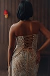 Shop_Twenty Nine_Gold Net Embroidery, Mirrors, Beads Bandeau Neck Off Shoulder Corset Top _Online_at_Aza_Fashions