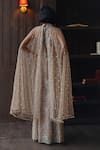 Shop_Twenty Nine_Gold High Neck Tulle Mirrorwork Beadwork Shoulder Cape _at_Aza_Fashions