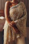 Shop_Twenty Nine_Beige One Shoulder Mirrorwork And Beadwork Cape _Online_at_Aza_Fashions