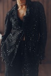 Buy_Twenty Nine_Black Net Embroidery, Mirrors, Beads 3d Flower Blazer _Online_at_Aza_Fashions
