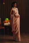 Twenty Nine_Pink Georgette, Satin Embroidery, 3d Floral Embellished Saree With Blouse _Online_at_Aza_Fashions
