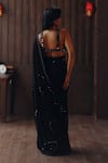 Shop_Twenty Nine_Black Georgette, Satin Mirrors, Embroidery, Jaal And Floral Saree With Blouse _at_Aza_Fashions