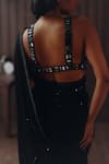 Buy_Twenty Nine_Black Georgette, Satin Mirrors, Embroidery, Jaal And Floral Saree With Blouse _Online_at_Aza_Fashions