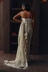 Shop_Twenty Nine_Ivory Net, Satin Beads, Mirrors, Tassels Beadwork Jaal Saree With Corset Blouse _at_Aza_Fashions