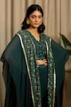 Buy_Vanshika Agarwal Label_Green Georgette Sequins, Embroidery, Zari Reva Top, Pant And Kaftan Jacket Set _Online_at_Aza_Fashions