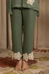 Vanshika Agarwal Label_Green Georgette Applique Collared Lancet Floral Shirt And Pant Set _Online_at_Aza_Fashions