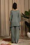 Shop_Vanshika Agarwal Label_Green Georgette, Crepe Tassels, Sequins, Ziva And Embellished Tunic & Pant Set _at_Aza_Fashions