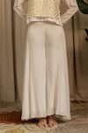 Vanshika Agarwal Label_White Bemberg, Organza, Georgette Sequins Moon Geometric Overlay Top And Pant Set _Online_at_Aza_Fashions