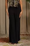 Vanshika Agarwal Label_Black Organza, Cotton Sequins V-neck Sora Jacket, Inner And Pant Set _Online_at_Aza_Fashions