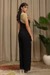 Shop_Vanshika Agarwal Label_Black Organza, Georgette Embroidery, Moco And Jumpsuit With Floral Applique _at_Aza_Fashions