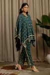Buy_Vanshika Agarwal Label_Green Georgette, Cotton Sequins, Embroidery Zuna Kaftan Top And Pant Set _at_Aza_Fashions